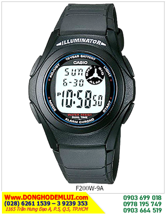 Casio F-200W-1ADF; Đồng hồ điện tử iLLuminator Casio F-200W-1ADF chính hãng| Bảo hành 1 năm